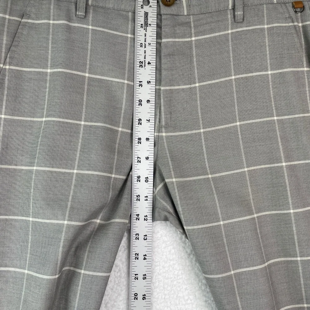 Zara Man Grey Windowpane Check Slim Fit Tailored Pants Mens 32 x 31 Trousers